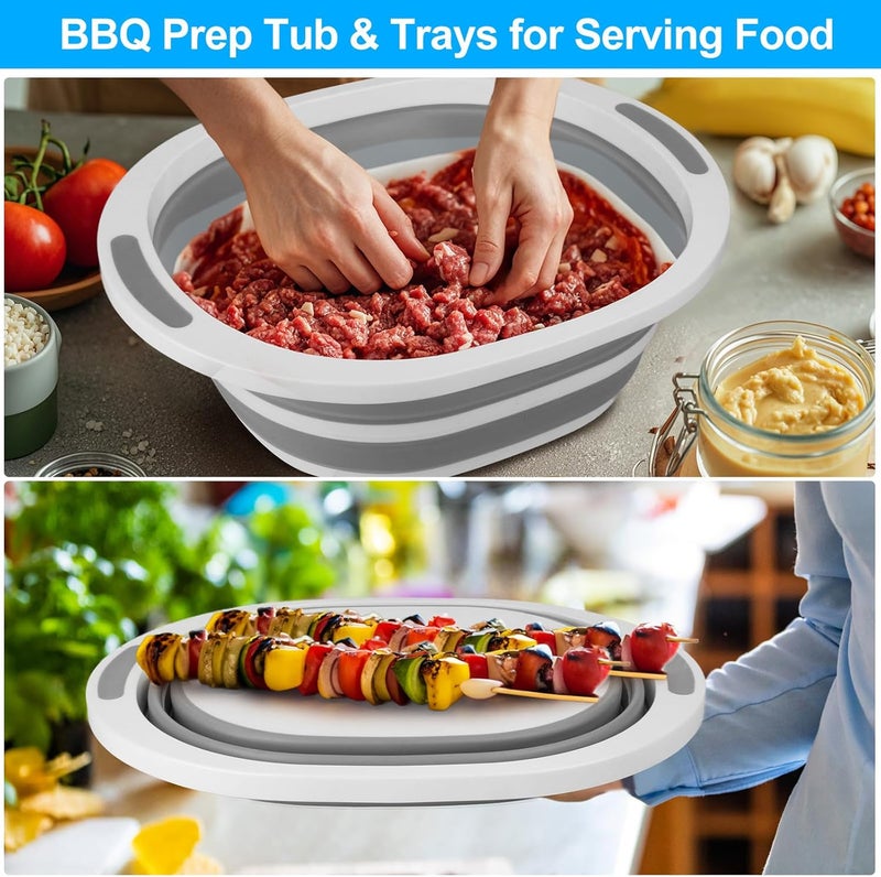 Seropy Collapsible Wash Basin, 7.5L Dish Tub Sink Basin Folding Dish Pans for Kitchen Sink, 2-in-1 Dishpan + Cutting Board, Portable Sink Dish Basin for Camping BBQ Prep Tub Washing Bin Bucket for Cleaning - Image 3